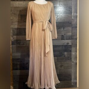 Miss Elliette Gold Long Sleeve Wrap Gown